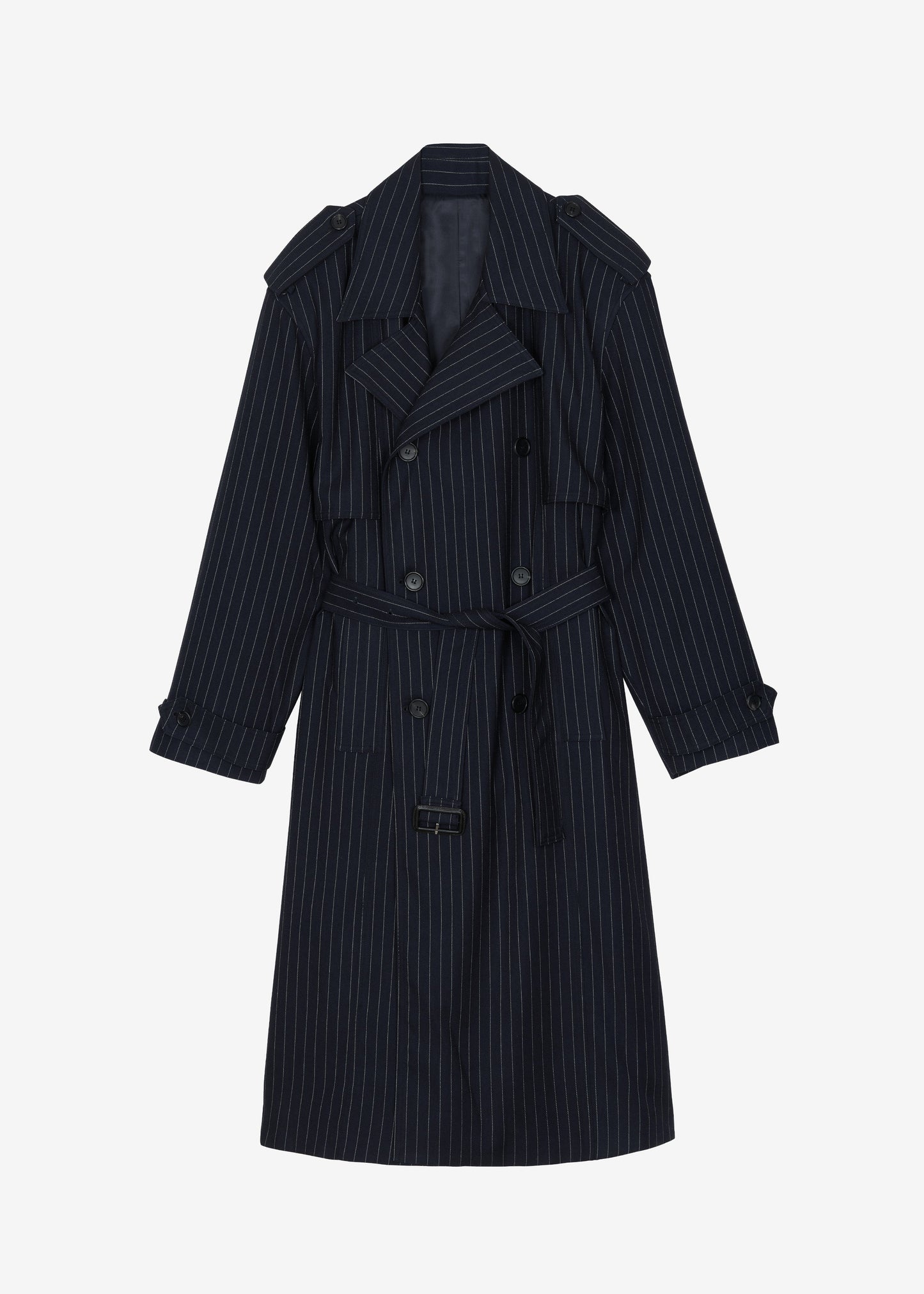 Salford Pinstripe Trench - Navy